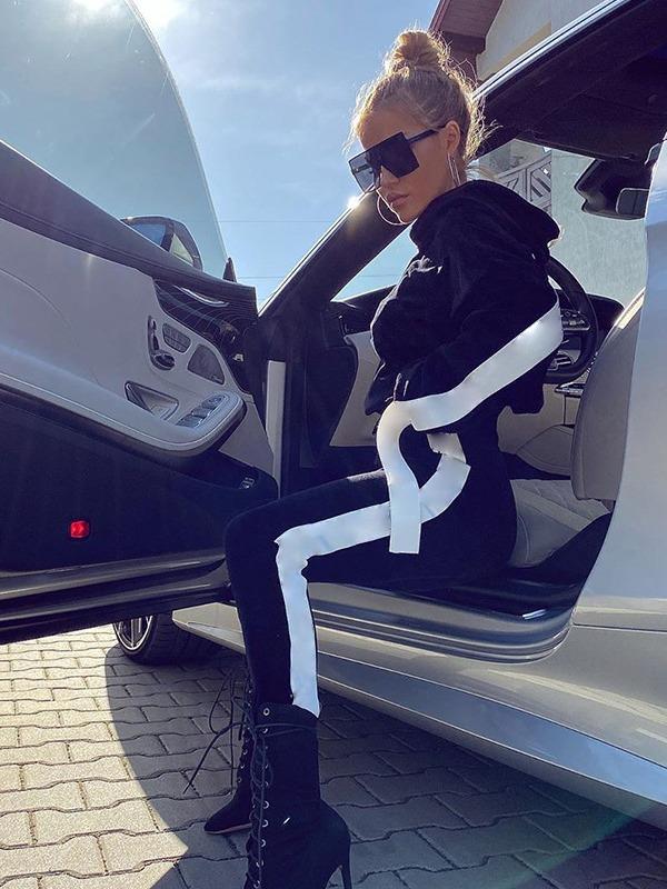 Fashion 2 Colors Sports Top And Athletic Pants Suits ACTIVE WEAR