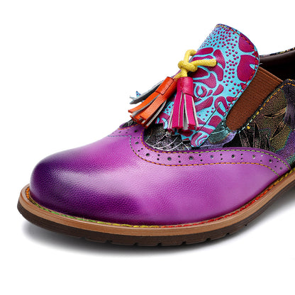 Autumn and winter new leisure retro folk style Brock tassel leather shoes