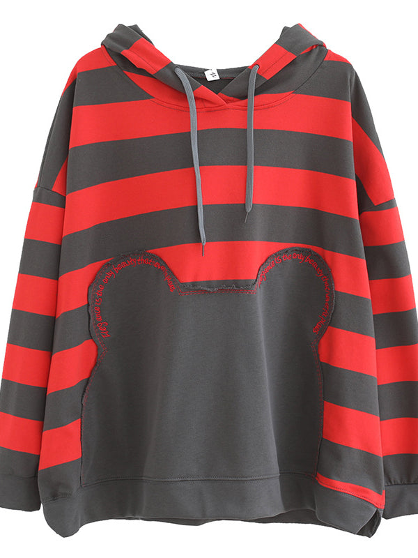 CASAUL STRIPED EMBROIDERED SPLIT-JOINT SWEATSHIRT