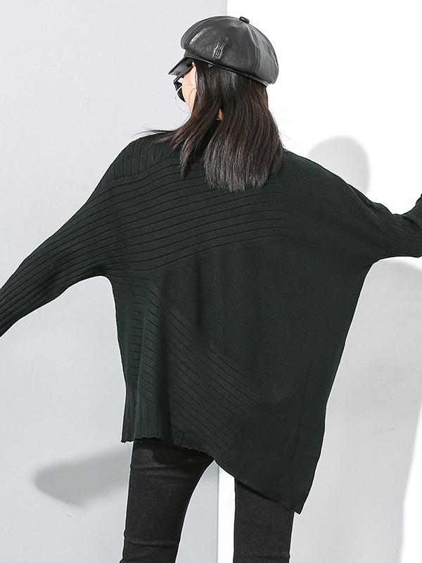 PLAIN CROPPED STRIPED TURTLENECK SWEATER - Zebrant