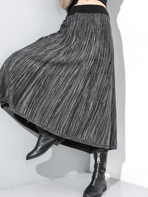 ELASTIC WAIST PLAIN KNITTING WOOL SKIRT - Zebrant