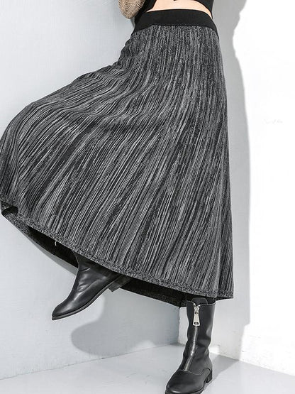 ELASTIC WAIST PLAIN KNITTING WOOL SKIRT - Zebrant