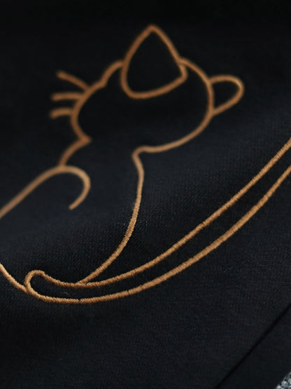 LOOSE CARTOON EMBROIDERY VELVET PANTS