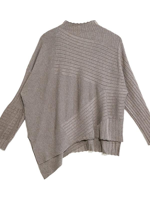 PLAIN CROPPED STRIPED TURTLENECK SWEATER - Zebrant