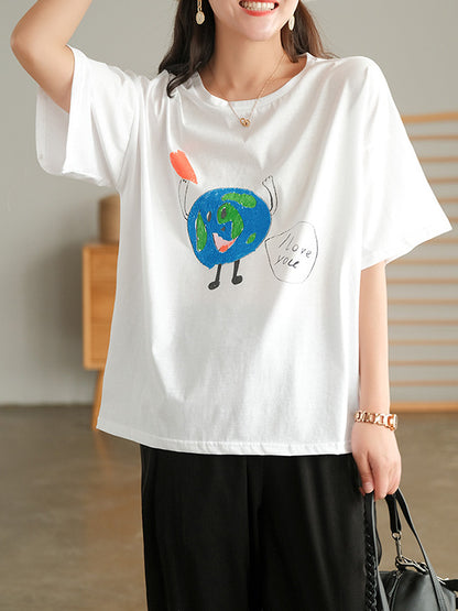 Original Cartoon Printed T-Shirts Tops