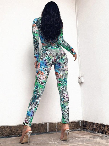 Floral Skinny Leg Yoga&Gym Jumpsuits ACTIVE WEAR