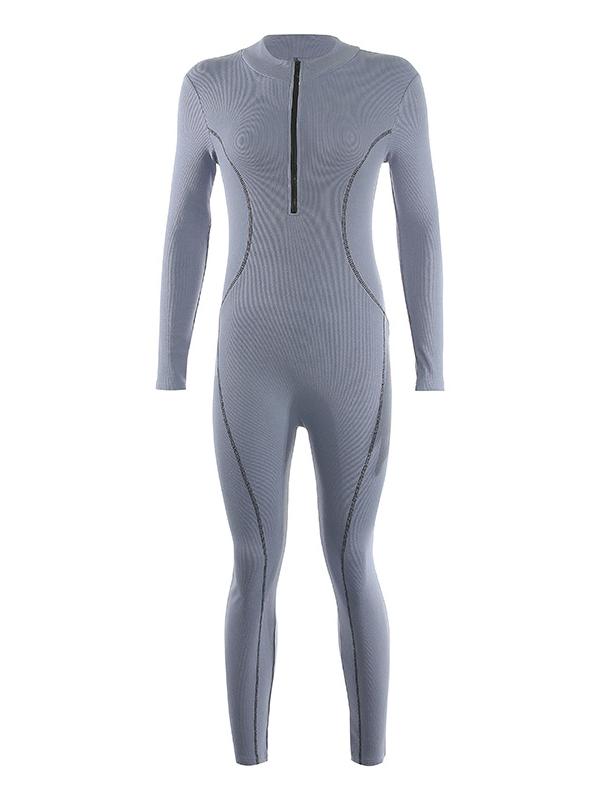 Zipper Long Sleeves Jumpsuits ACTIVE WEAR