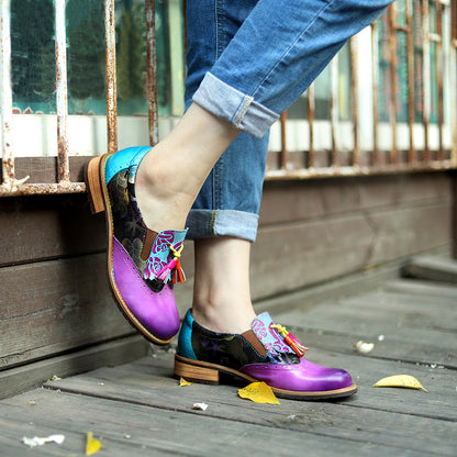 Autumn and winter new leisure retro folk style Brock tassel leather shoes