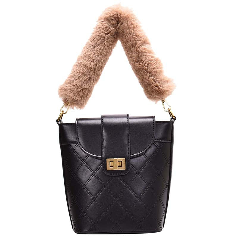 Lingge lock wool Messenger Shoulder Bag