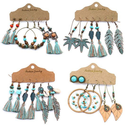Stylish tassel set of 3-piece earrings