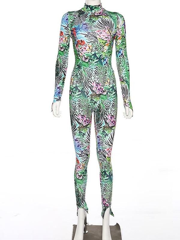 Floral Skinny Leg Yoga&Gym Jumpsuits ACTIVE WEAR