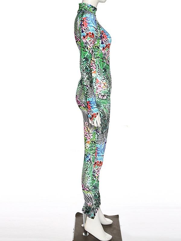 Floral Skinny Leg Yoga&Gym Jumpsuits ACTIVE WEAR