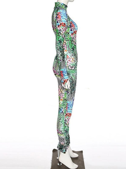 Floral Skinny Leg Yoga&Gym Jumpsuits ACTIVE WEAR