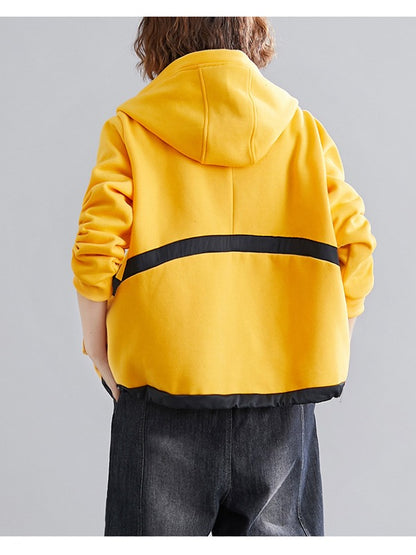 LOOSE CONTRAST COLOR POCKET THICKENING COAT