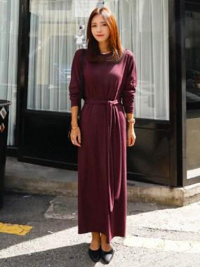 Loose Plus Size Twisting Solid Midi Dresses