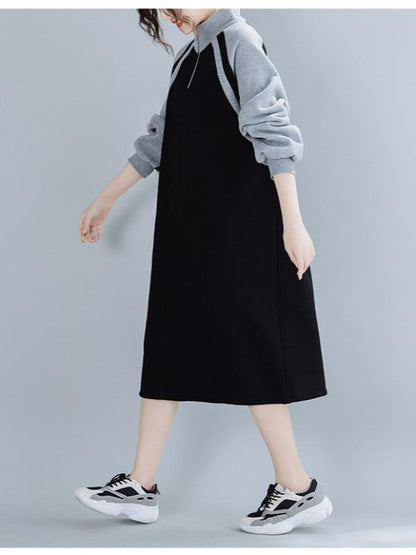 Stitching Thickening Stand Collar Sweatshirt Dress