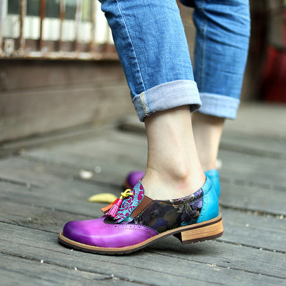 Autumn and winter new leisure retro folk style Brock tassel leather shoes