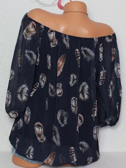 Plus Size V-neck Five-quarter Sleeves Shirt
