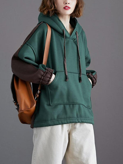 LOOSE CASUAL THICKENING STITCHING HOODIE - Zebrant