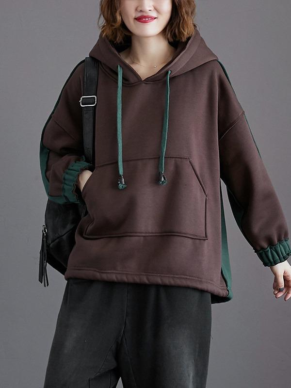 LOOSE CASUAL THICKENING STITCHING HOODIE - Zebrant