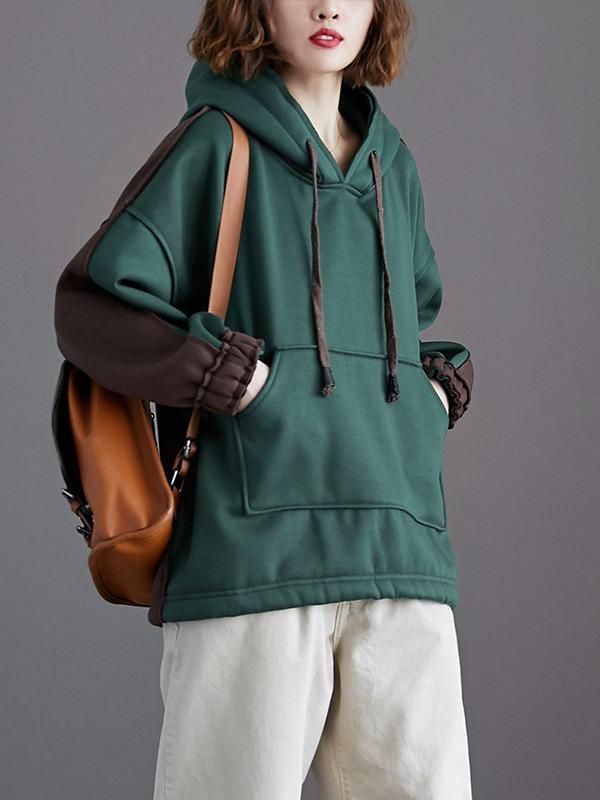 LOOSE CASUAL THICKENING STITCHING HOODIE - Zebrant