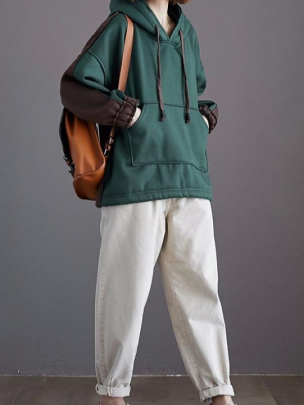 LOOSE CASUAL THICKENING STITCHING HOODIE - Zebrant
