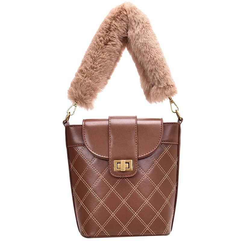 Lingge lock wool Messenger Shoulder Bag