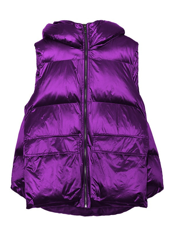 THICK HOODED SHORT VEST COAT