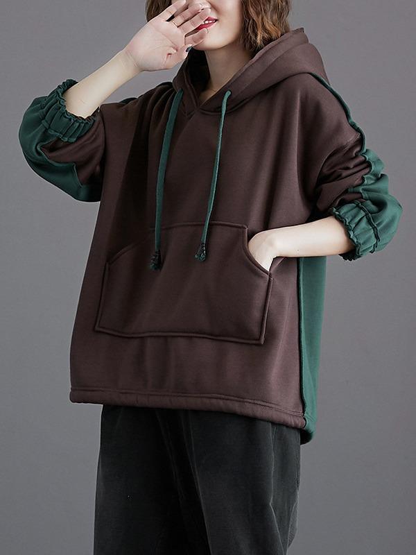 LOOSE CASUAL THICKENING STITCHING HOODIE - Zebrant