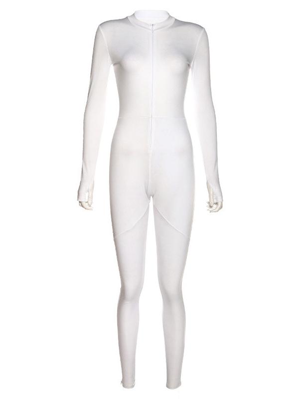 Solid High Waist Zipper Sports Yoga&Gym Jumpsuits ACTIVE WEAR