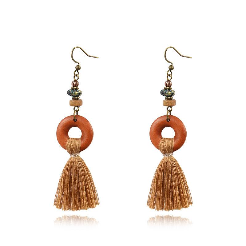 Fashion long flow ingest earrings creative wooden exaggerated earrings WHOLESALE