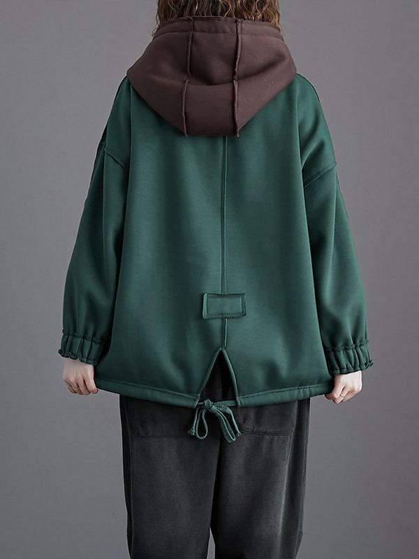 LOOSE CASUAL THICKENING STITCHING HOODIE - Zebrant