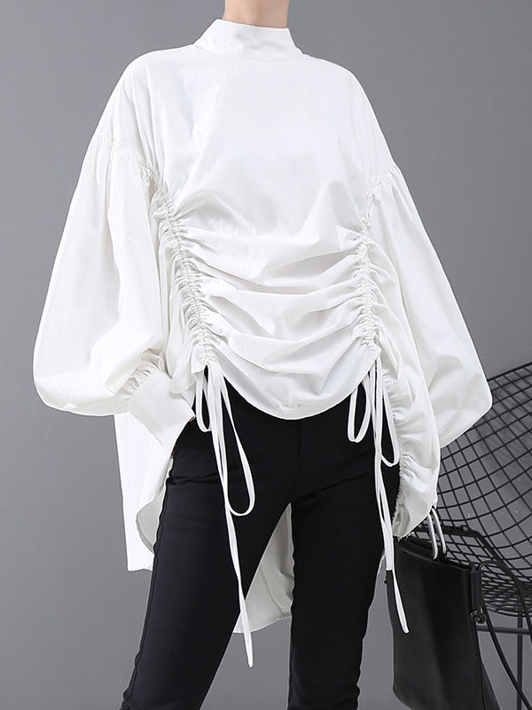 Mesh Lace Split-Joint Solid Shirt