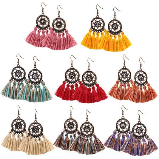 Scalloped fringed earrings