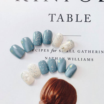 High grade grey blue PRESS ON NAILS
