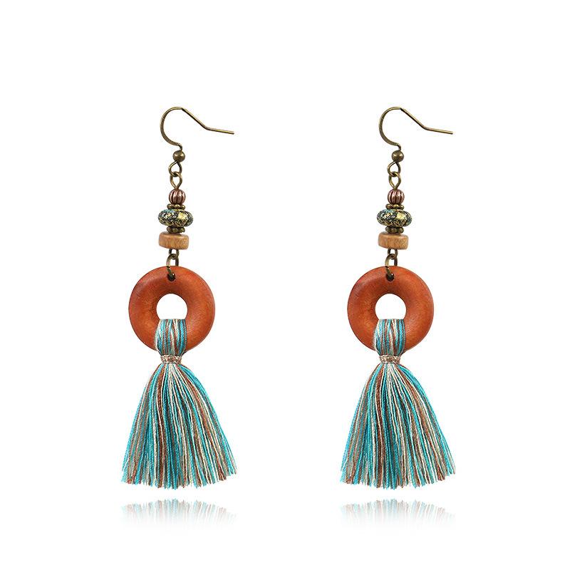 Fashion long flow ingest earrings creative wooden exaggerated earrings WHOLESALE