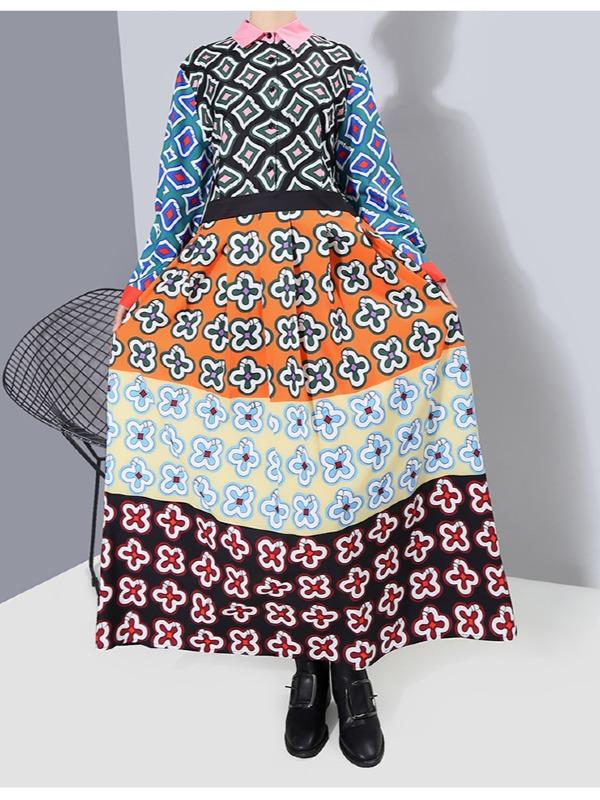 LOOSE HIGH-WAIST PRINT MAXI DRESS - Zebrant