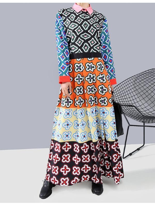 LOOSE HIGH-WAIST PRINT MAXI DRESS - Zebrant