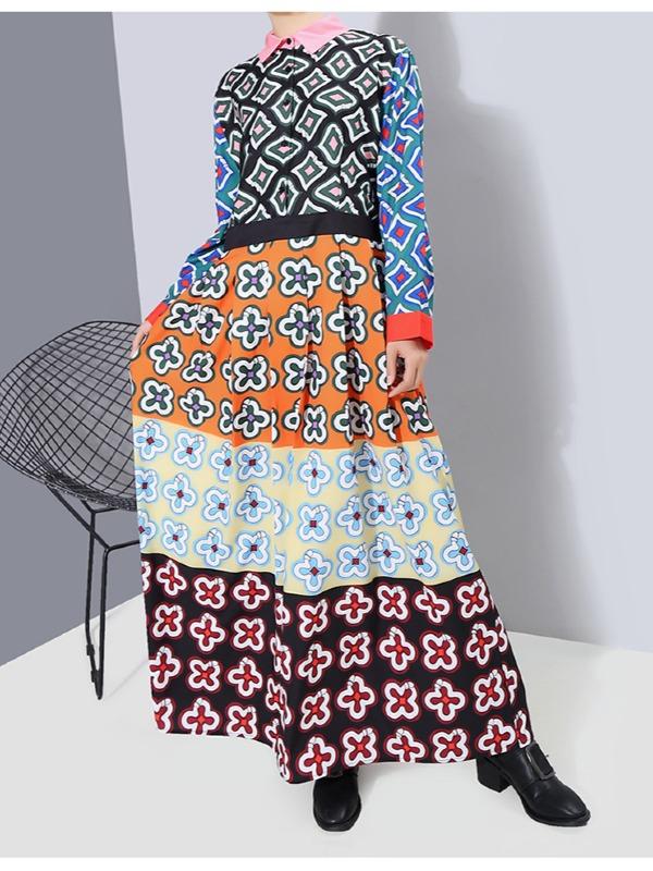 LOOSE HIGH-WAIST PRINT MAXI DRESS - Zebrant