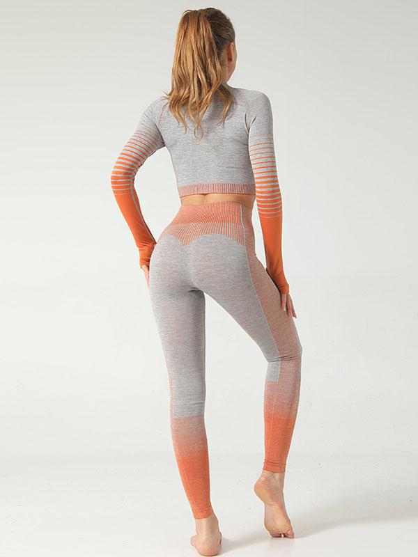 Stripe Knitting Yoga Suits