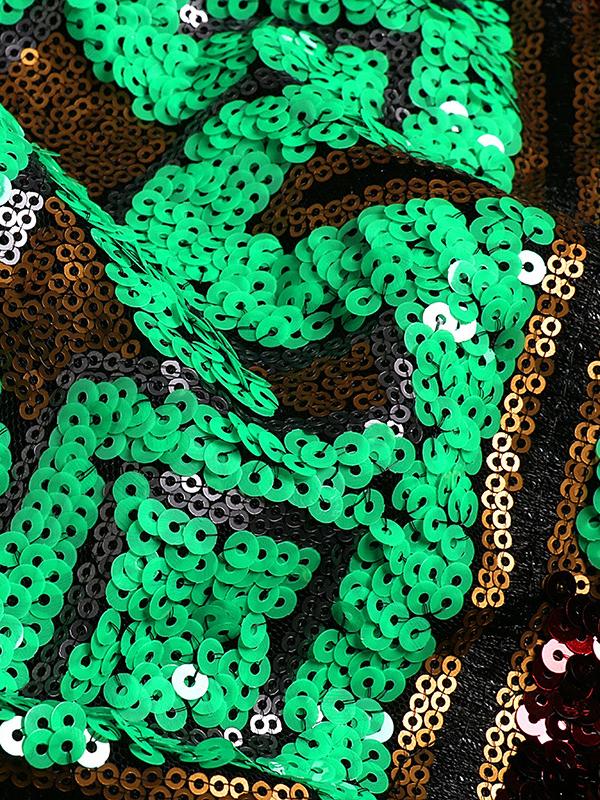 Loose Spliced Tasseled Sequined A-Line Dress