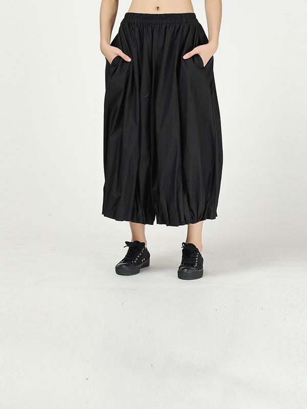 Solid Color Ruffled Loose Bloomers Pants