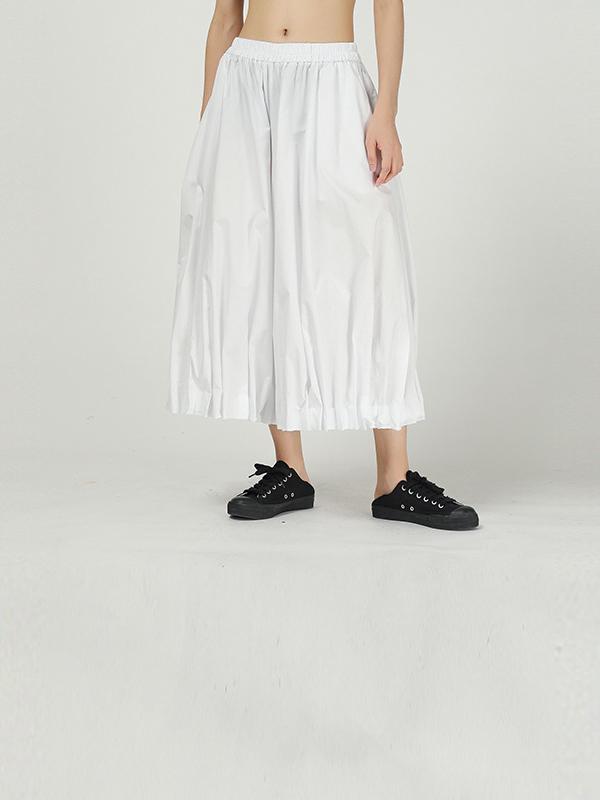 Solid Color Ruffled Loose Bloomers Pants