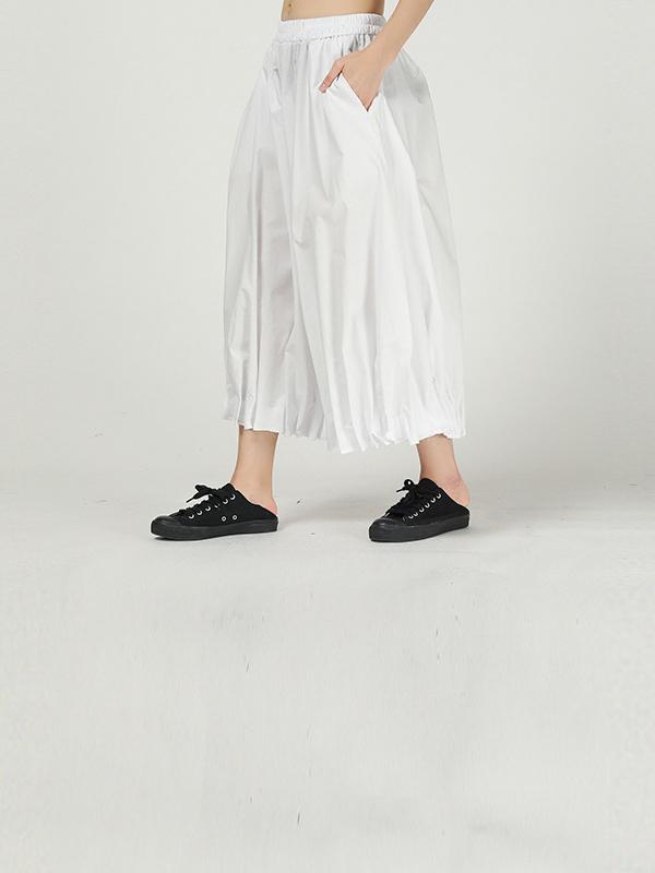 Solid Color Ruffled Loose Bloomers Pants