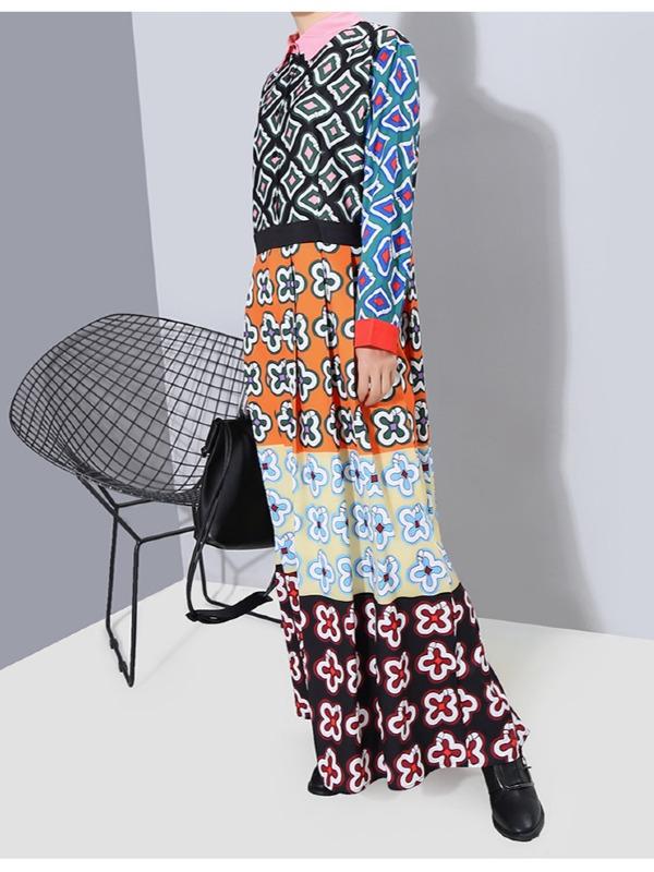 LOOSE HIGH-WAIST PRINT MAXI DRESS - Zebrant