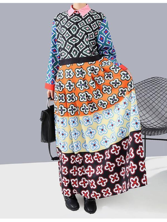 LOOSE HIGH-WAIST PRINT MAXI DRESS - Zebrant