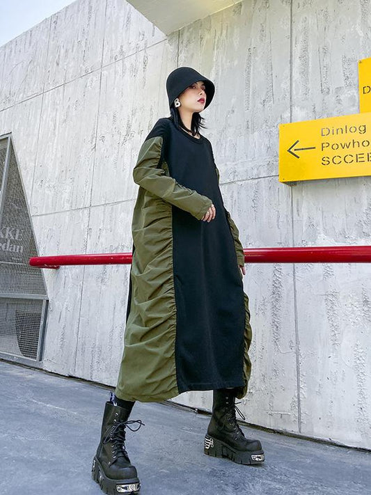 SPLICING PLEATED LOOSE MAXI DRESS - Zebrant