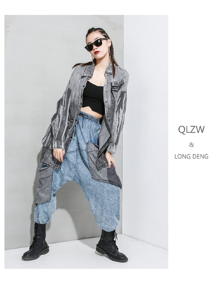 LOOSE WASHABLE CASUAL SPLICING HAREM PANTS