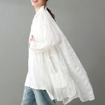 Summer Women Literature Loose White Shirt