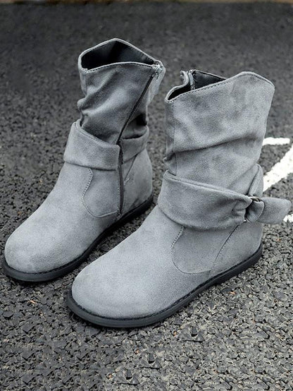 Solid Color Bandage Flat Boots Shoes